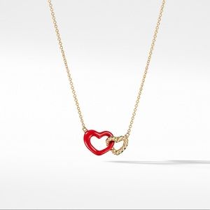 David Yurman Double Heart Pendant Necklace 18KGold